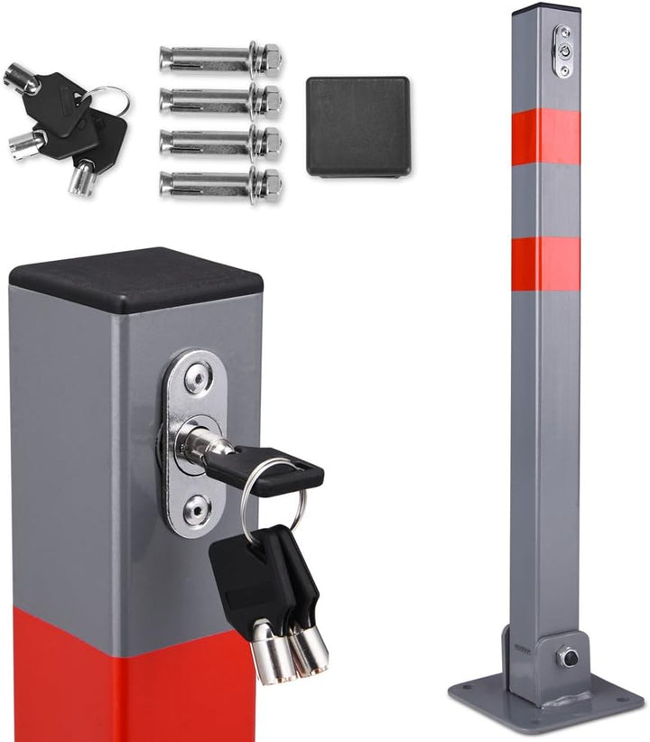 Deuba Parkpfosten Parkplatzsperre 3 Schlüssel Sperrpfosten klappbar Stahl Robust Standfuss Stabil Pa
