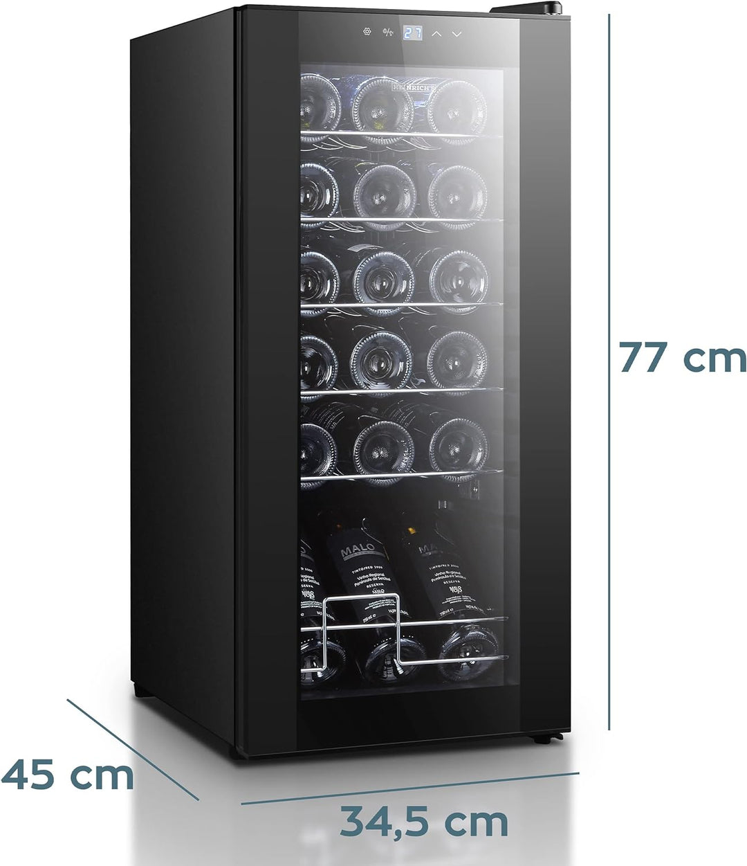 Heinrich´s HEINRICHS Weinkühlschrank, Getränkekühlschrank Schmal, Kühlschrank mit Glastür, Touch-Tem