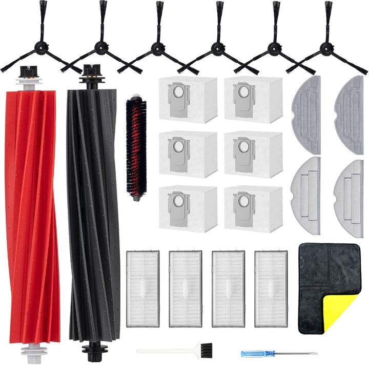 26 Stück Zubehör Kit für Roborock S8 Pro Ultra Saugroboter Ersatzteile, 6*Staubbeutel,2*Hauptbürste,