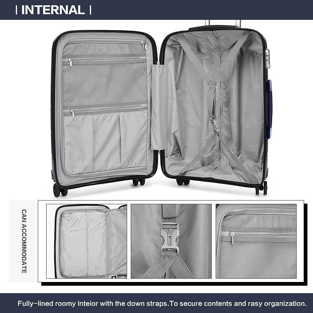 KONO Kabinentrolley 55x40x20 Leicht Kleiner Koffer Trolley Handgepäck Hartschale Reisekoffer mit 4 R