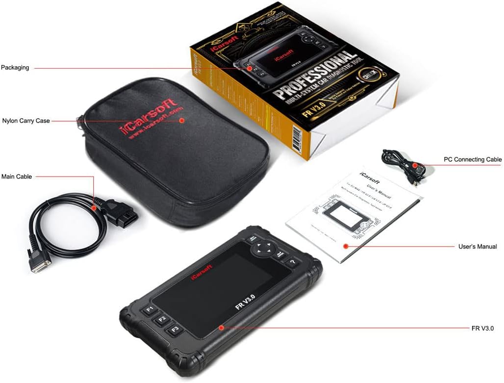 iCarsoft FR V3.0 – Koffer / Diagnosewerkzeug für Autos, leistungsstark, kompatibel mit Peugeot, Citr