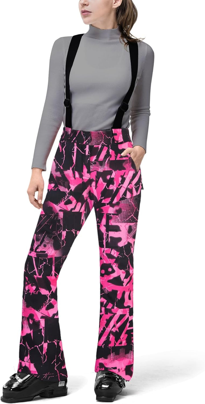 33,000ft Damen Skihose Hosenträgerhose Outdoorhose Wasserdicht Winddichte Softshellhose Warme Gefütt