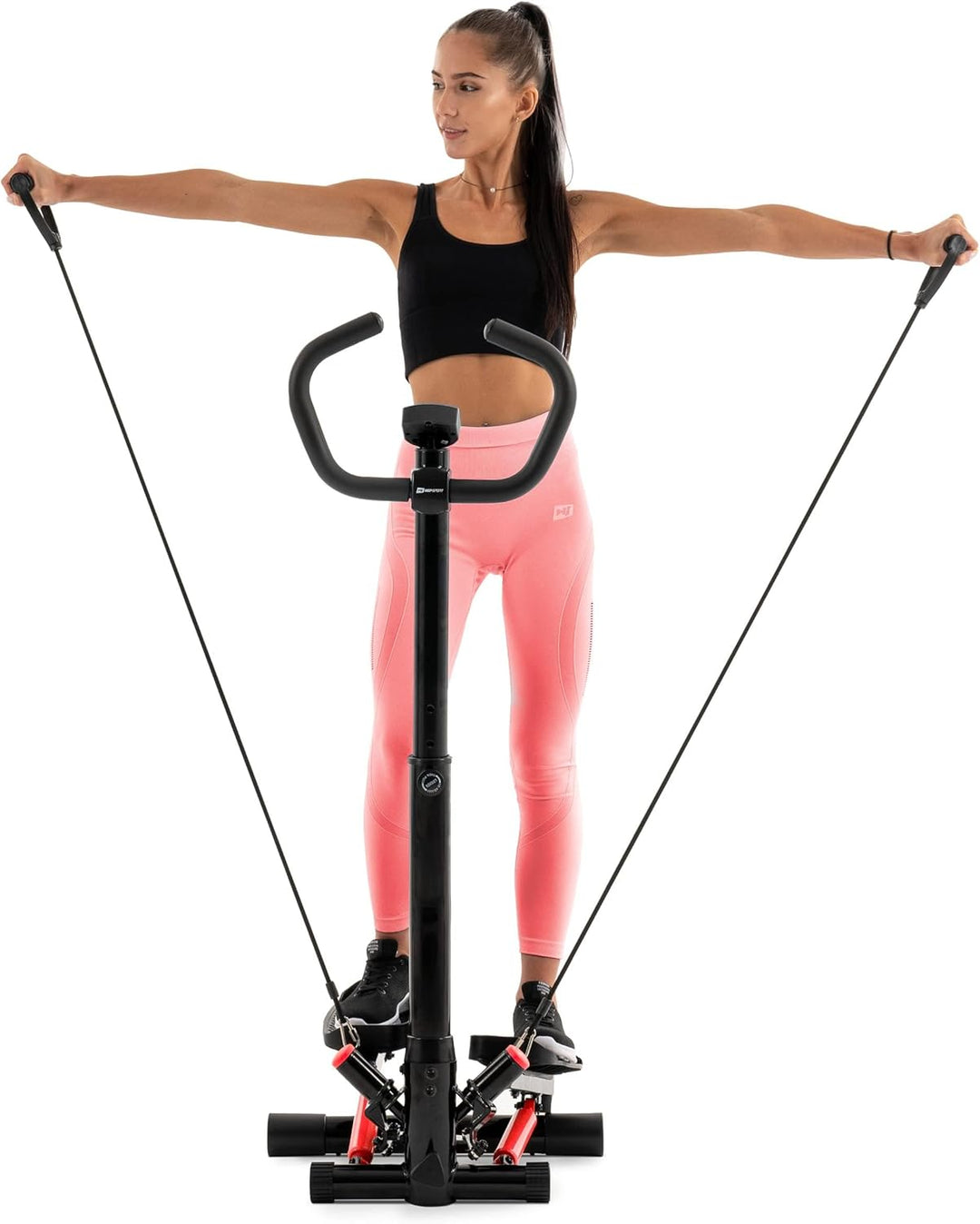 Hop-Sport Swing Side Stepper HS-055S mit verstellbarem Haltegriff Trainingsbändern Computer verstell