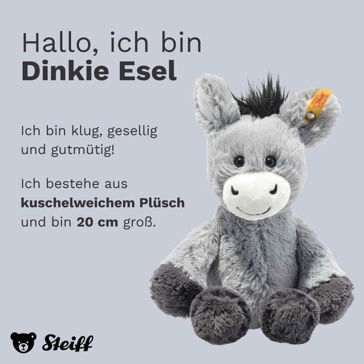 Steiff Kuscheltier Dinkie Esel, Süsses Stofftier mit Kunststoffaugen, Kinder, Jungen & Mädchen, Soft