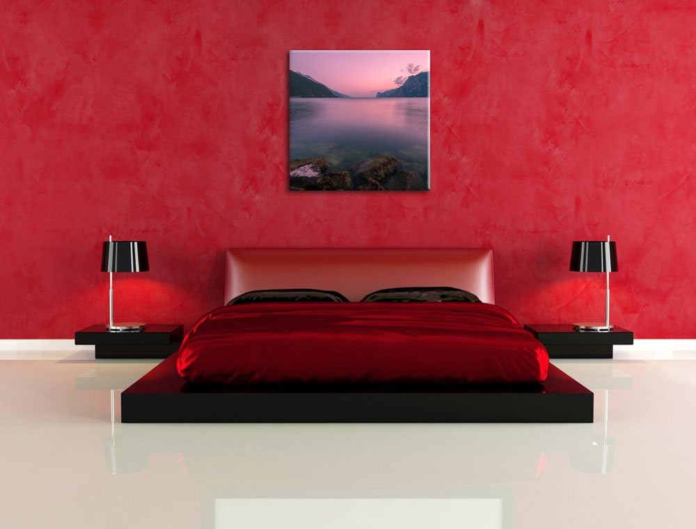 Gardasee in Italien, Format: 70x70 auf Leinwand, XXL riesige Bilder fertig gerahmt mit Keilrahmen, K