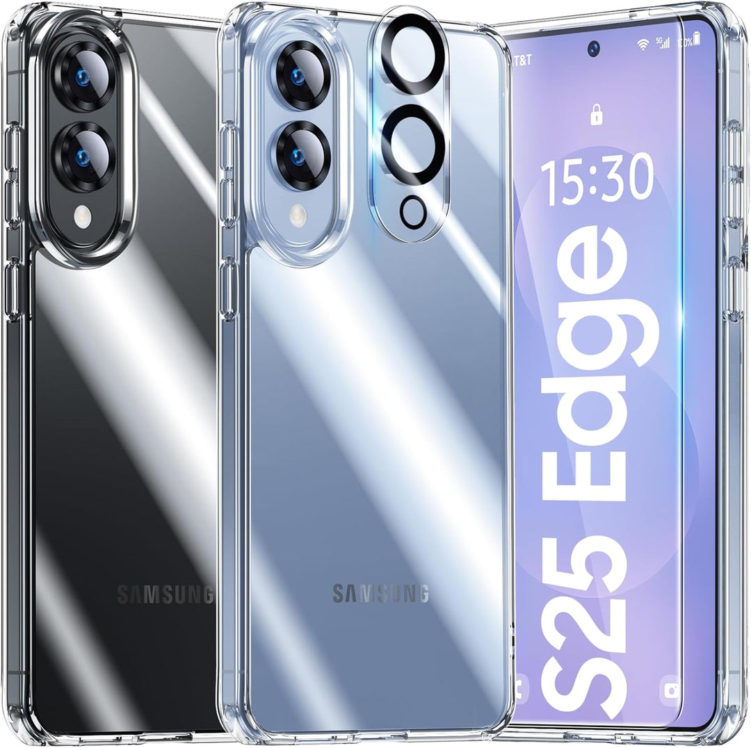 UniqueMe für Samsung Galaxy S25 Edge Hülle - Handyhülle für Samsung S25 Edge Case, 5 in 1 Set Rundum