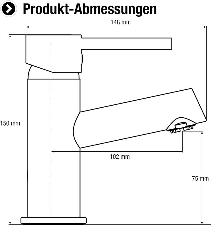 Cornat Waschtisch-Einhebelarmatur "Fuerte" - Hochwertiger Messingkörper - verchromt - Mit Zug-Ablauf