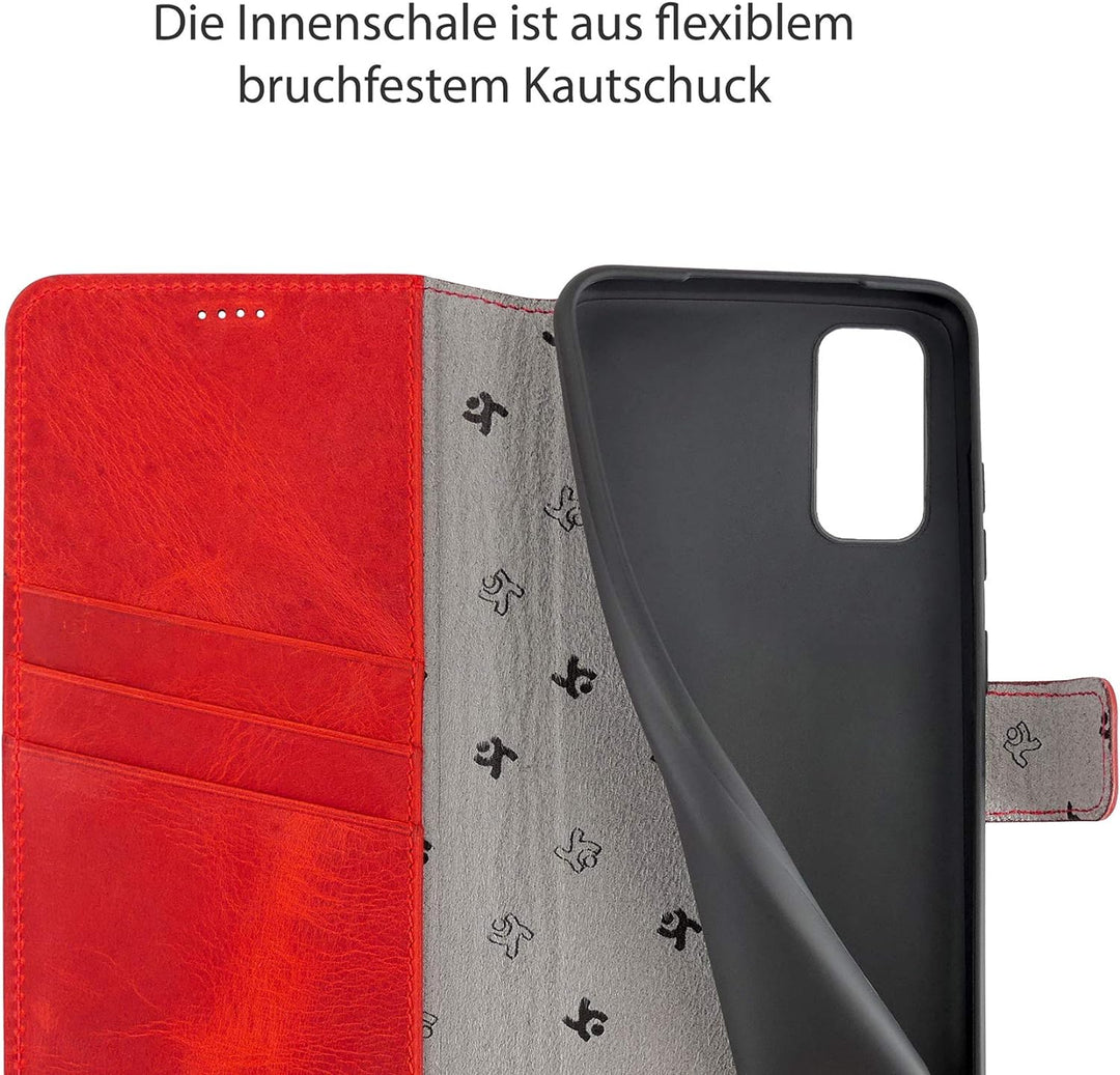 Suncase Book-Style Hülle kompatibel mit Samsung Galaxy S20 Leder Tasche (Slim-Fit) Lederhülle Handyt