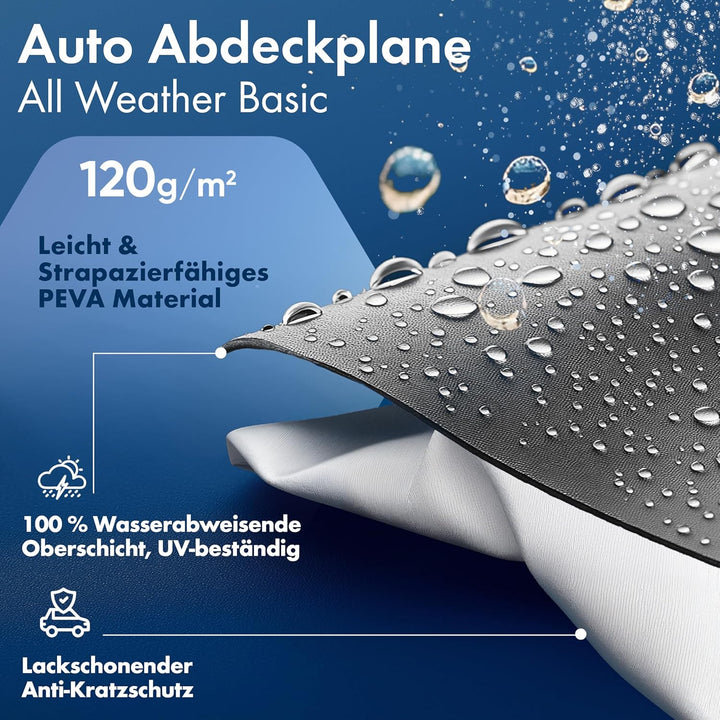 Walser Abdeckplane Auto All Weather Basic, Abdeckplane wasserdicht, 100% wetterfeste Auto Abdeckplan