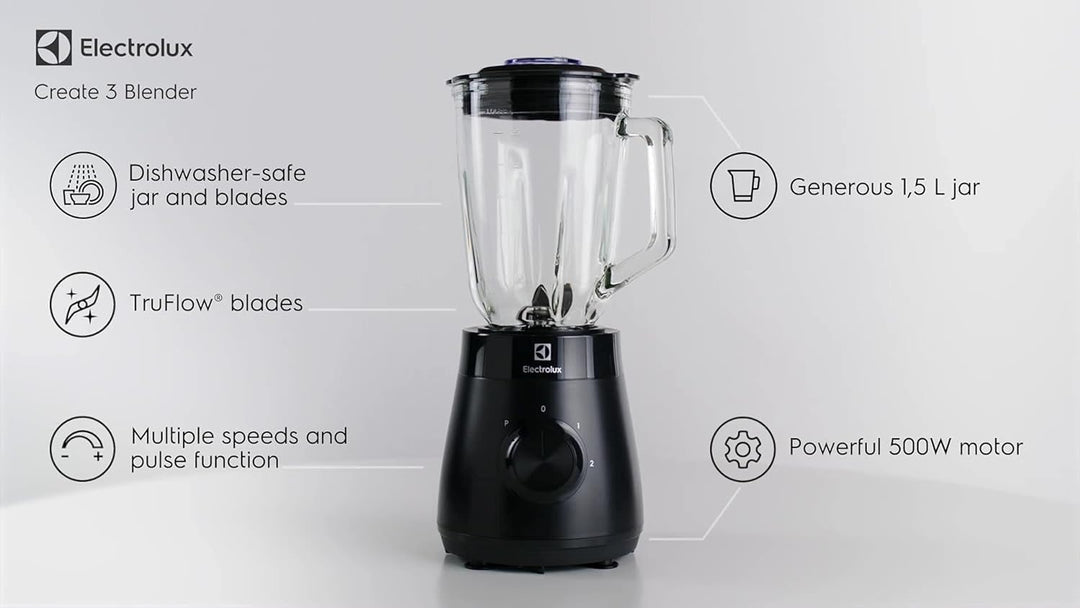 Electrolux 910003634 E3TB1-4GG Standmixer mit TruFlow Klingen, Kunststoff, Metal
