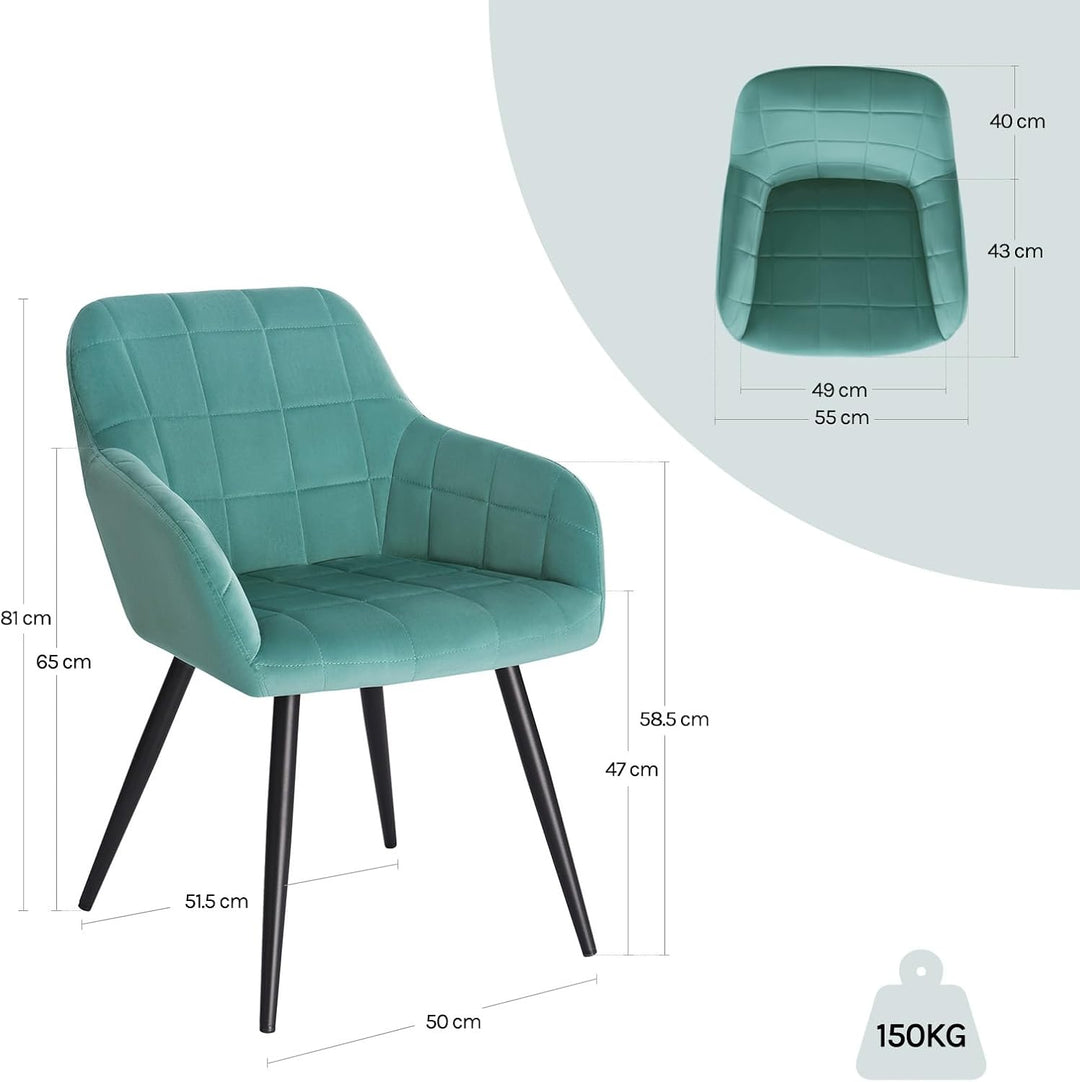 WOLTU® Esszimmerstühle BH93ts-2 2er Set Küchenstuhl Polsterstuhl Wohnzimmerstuhl Sessel mit Armlehne