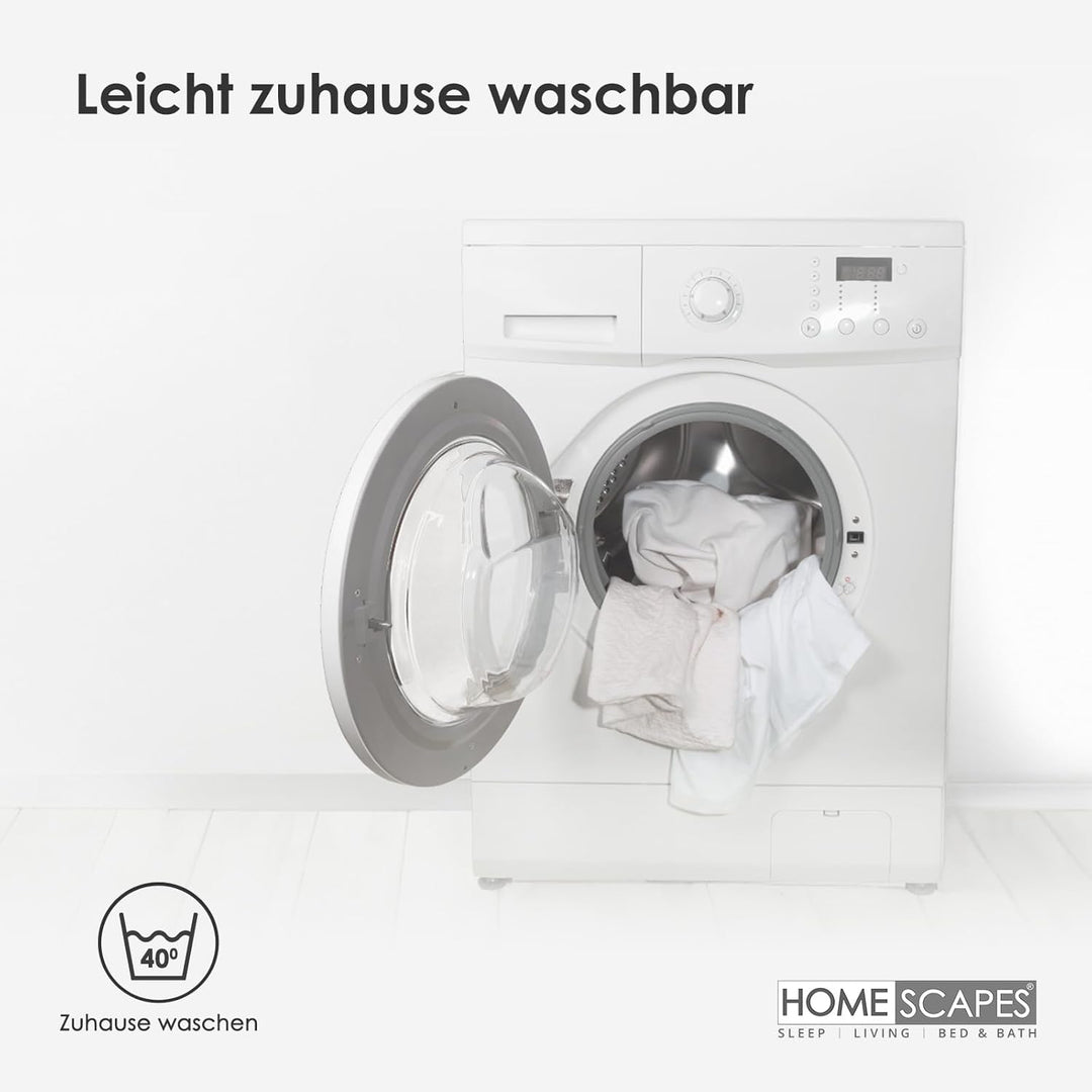 Homescapes Gesteppte Kissenschutzbezug-Paar aus Baumwoll-Polyester-Gewebe (48 x 74 cm - 10 Kissensch