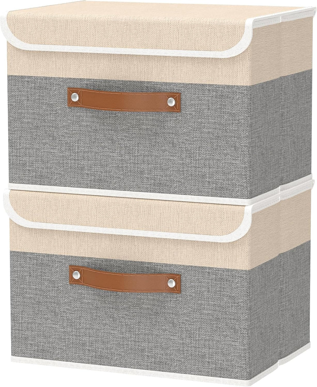 OUTBROS 2 Stück Aufbewahrungsboxen mit Deckel, 45 x 30 x 30 cm, faltbare Stoffboxen, Aufbewahrungskö