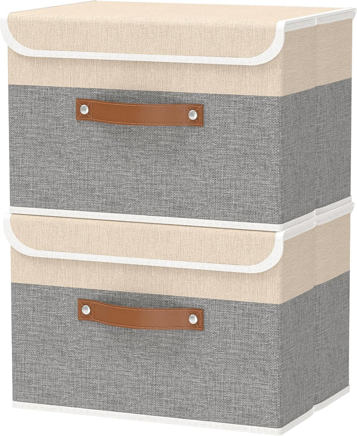 OUTBROS 2 Stück Aufbewahrungsboxen mit Deckel, 45 x 30 x 30 cm, faltbare Stoffboxen, Aufbewahrungskö