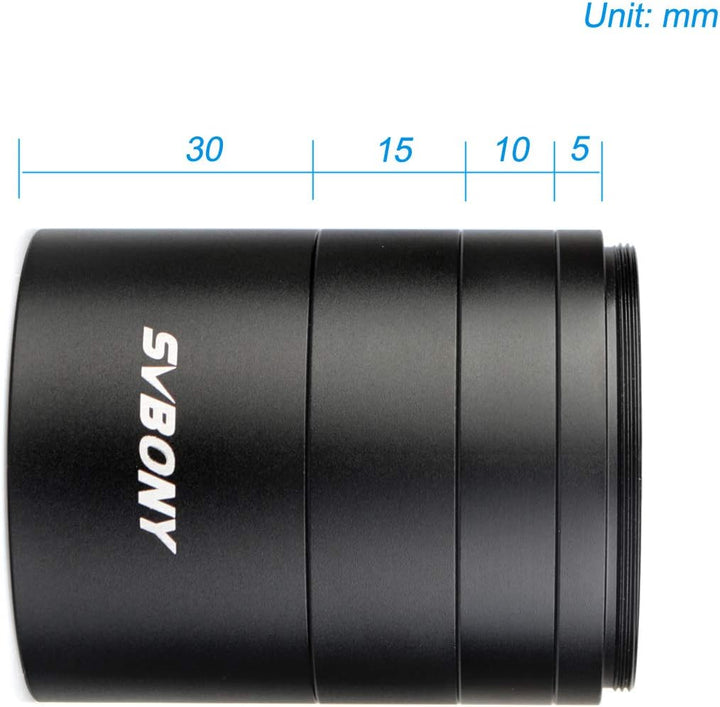 Svbony SV119 2" Verlängerungsrohr Set 5mm 10mm 15mm 30mm M48x0.75 zur Verlängerung der Brennweite in