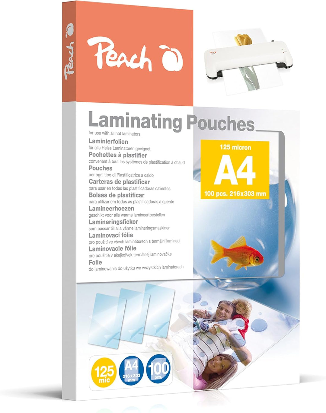 Peach Laminierfolien A4 - 125 mic - 100 pouches - glänzend - Premiumqualität für beste Laminierergeb