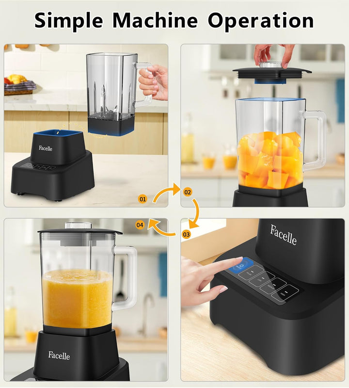 Standmixer, Facelle Mixer Smoothie Maker für Smoothies und Shakes, 1,6L Glasmixer mit Touchscreen 3+