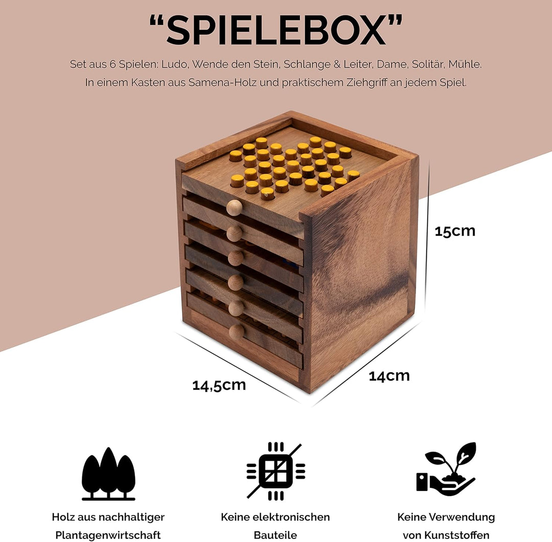 LOGOPLAY 403 – Spielesammlung 6 Spiele-Klassiker Solitär - Mühle - Schlange & Leiter - Dame - Ludo -