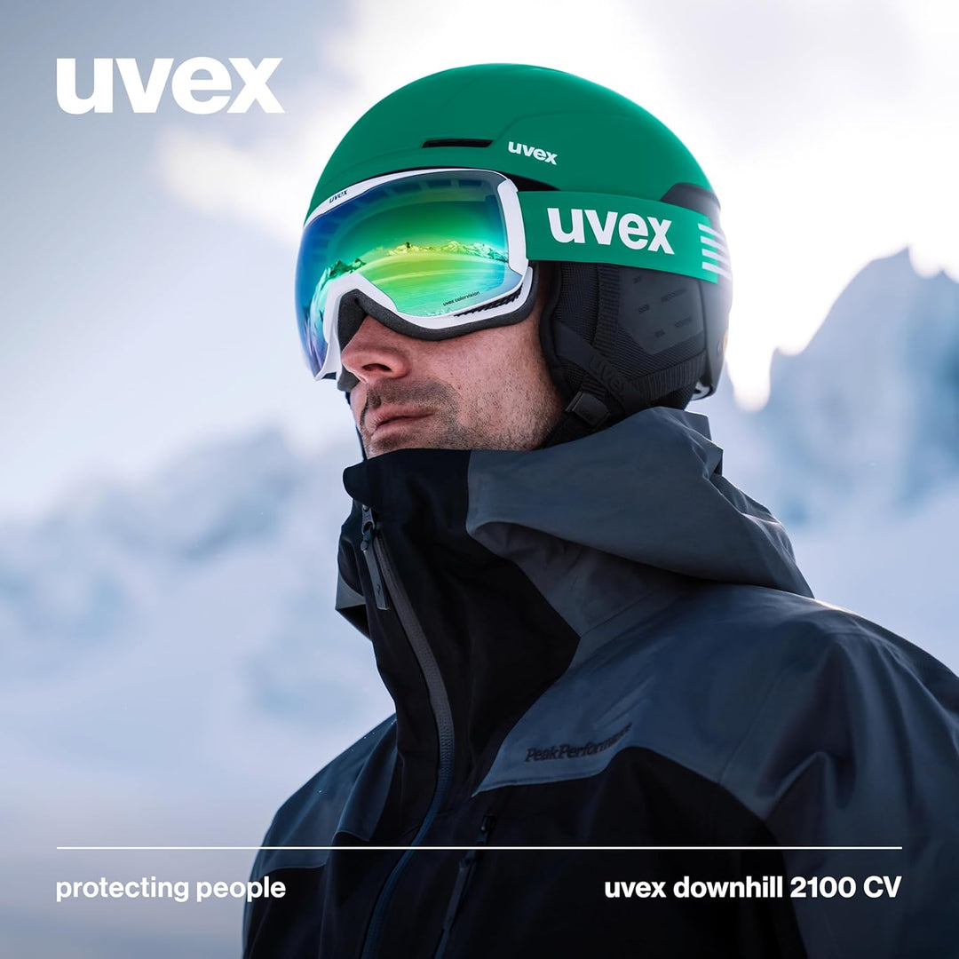 uvex Unisex Downhill 2100 Cv Skibrille (1er Pack) Einheitsgrösse white mat/blue-green, Einheitsgröss