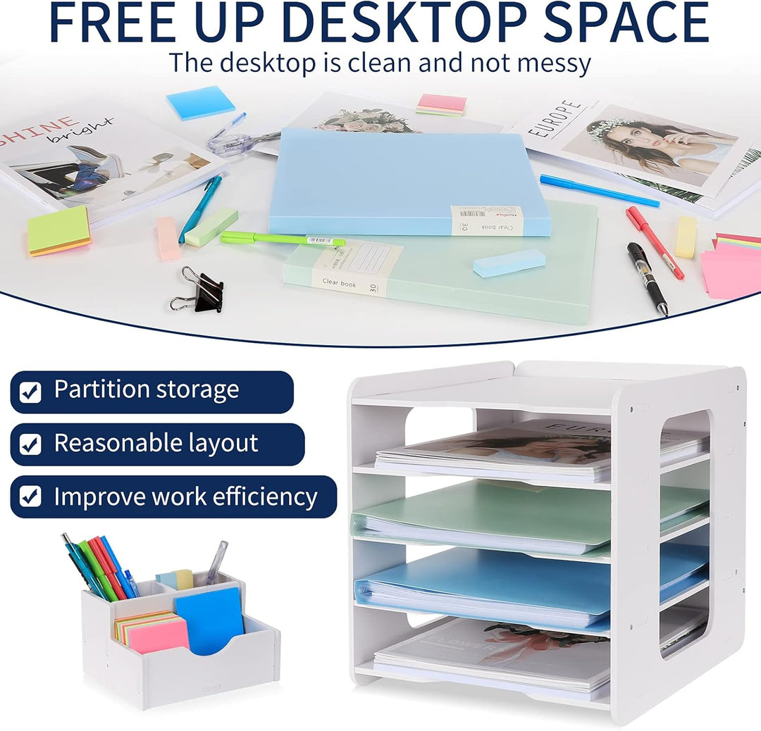 Schreibtisch-Organizer, Briefablage, Dokumentenhalter, A4-Papierablage, für Zuhause, Büro, Schule, 5