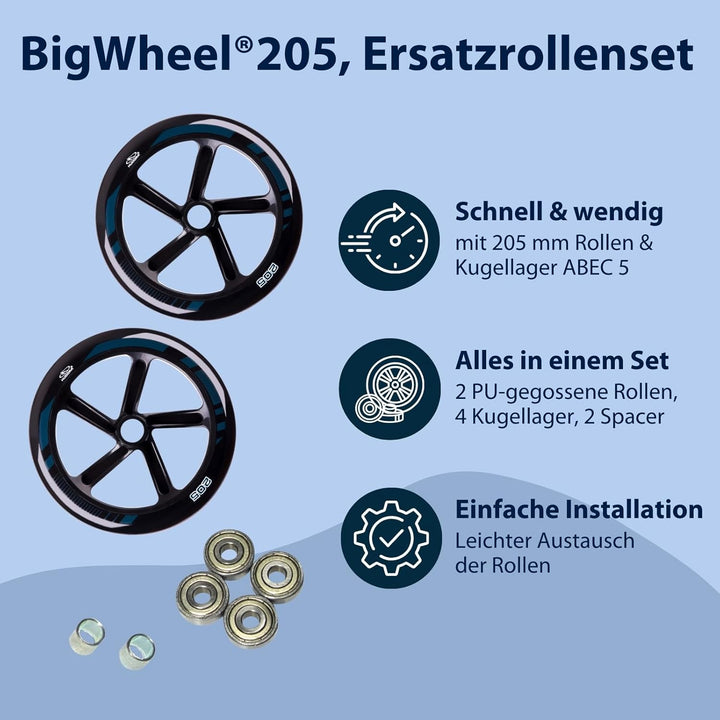 Hudora Unisex – Erwachsene Ersatzrollenset-3099710639 Ersatzrollenset, Schwarz, 205 mm