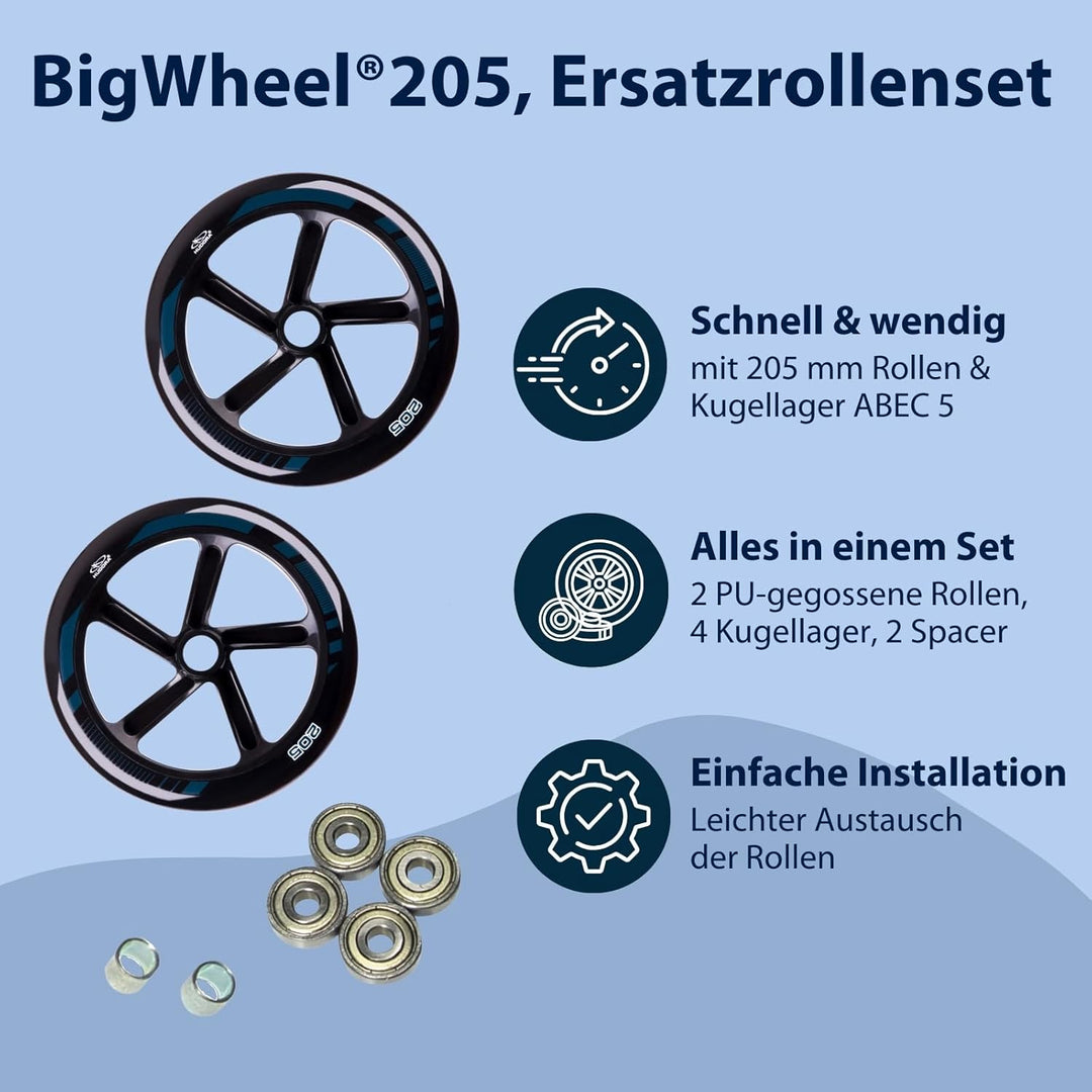 Hudora Unisex – Erwachsene Ersatzrollenset-3099710639 Ersatzrollenset, Schwarz, 205 mm