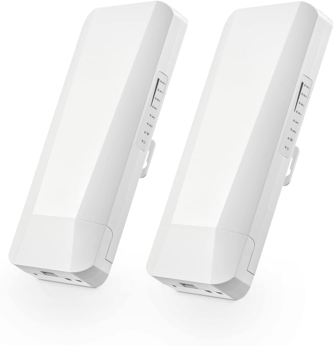 WLAN WiFi Wireless Bridge für den Aussenbereich, Punkt-zu-Punkt-WLAN-Brücke mit 2 Ethernet-Ports, 5