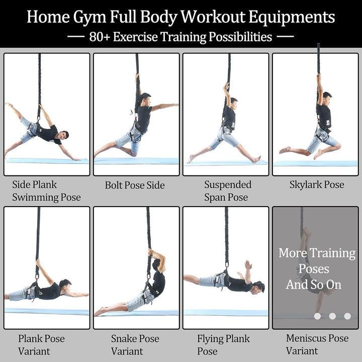 DASKING Heavy Bungee Band Set, Air Yoga Widerstand Bungee Stretch Gürtel, 4D Bungee Tanzseil, Exerci