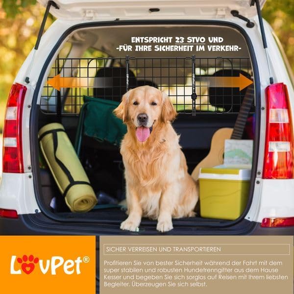 Lovpet® Hundegitter Auto, Autoschutzgitter Trenngitter Universal, verstellbare Breite, Kopfstütze Ko