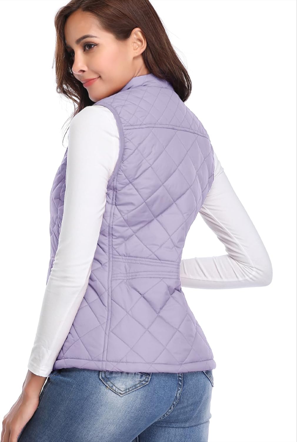 fuinloth Damen Weste mit Stehkragen Westen Steppweste Leicht Ärmellos Jacke mit Reissverschluss Tasc