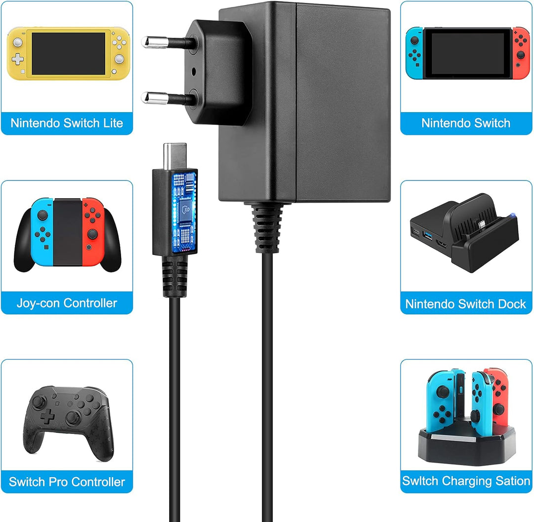 ladekabel für Nintendo Switch, Ladegerät für Nintendo Switch, Unterstützt TV-Modus/Handheld-Modus,15