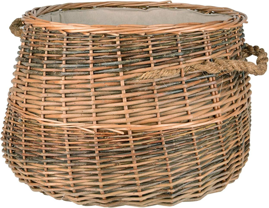 Holzkorb aus Weide Feuerholzkorb für Kaminholz, Wäschekorb oder Dekoration Durchmesser 50cm
