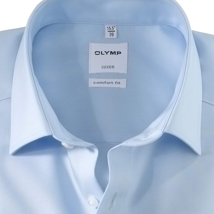 OLYMP Herren Businesshemd Luxor, Männer Oberhemd,Extra Langer Arm,Uni,Comfort fit,New Kent,blau 15,4