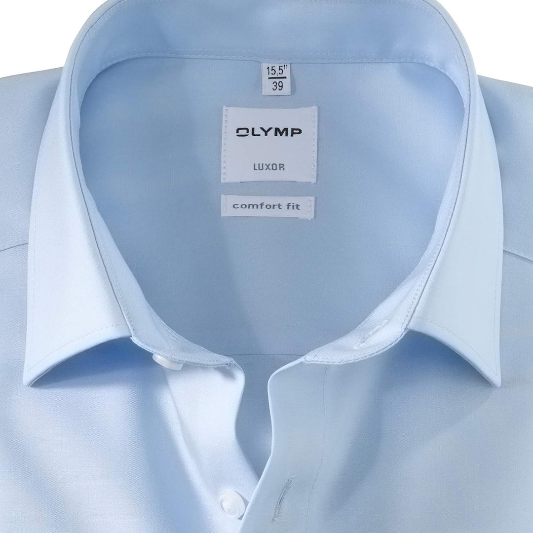 OLYMP Herren Businesshemd Luxor, Männer Oberhemd,Extra Langer Arm,Uni,Comfort fit,New Kent,blau 15,4