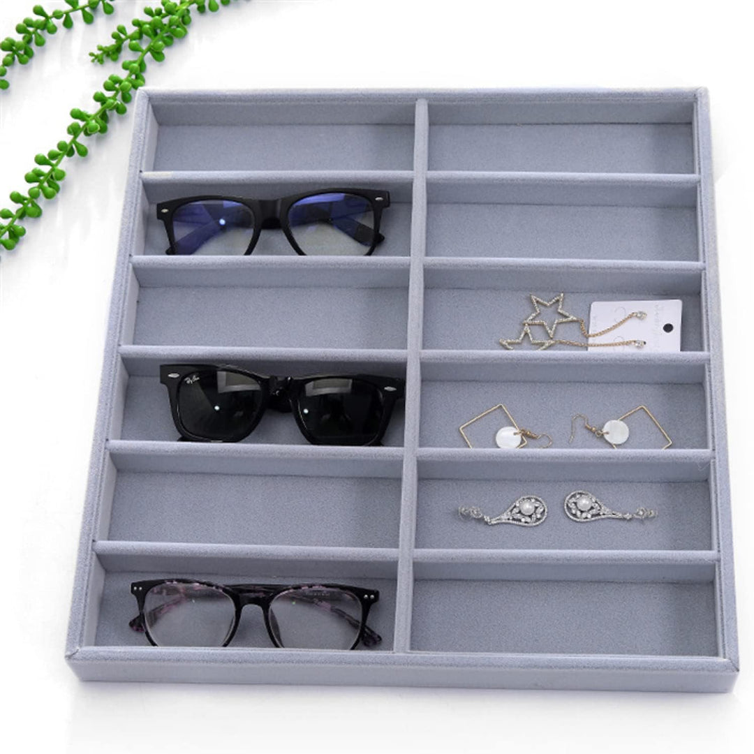 Sonnenbrillen Aufbewahrung, 12 Gitter Sonnenbrillenhalter Holz Brillenbox Brillen Organizer Aufbewah