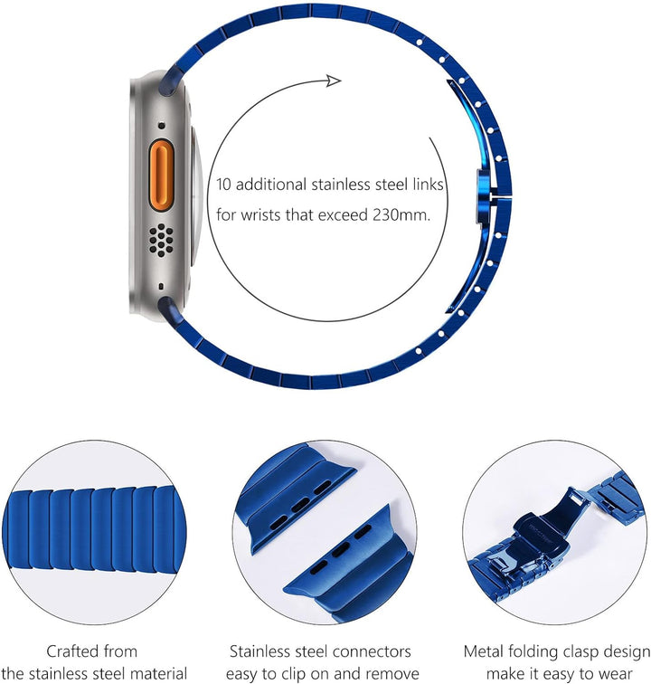 NewWays 49mm 45mm 44mm 42mm Kompatibel mit Apple Watch Armband,Edelstahl Gliederarmband ErsatzarmbÀn