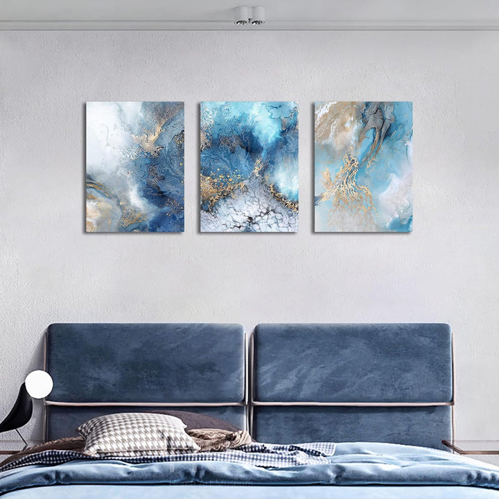 3 Pcs Mit Rahmen Goldgrüner Ozean Leinwand Bilder Krachende Wellen Bild auf Leinwand Malerei Poster