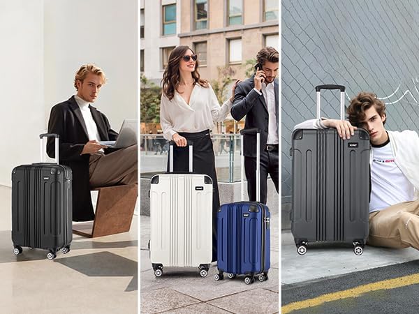 KONO Hartschalen Koffer Trolley Rollkoffer Reisekoffer Zwillingsrollen Kofferset M-L-XL-Set (Grau, S