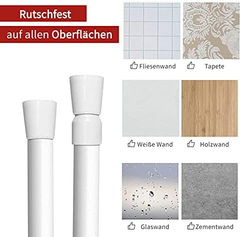 Duschvorhangstange Teleskopstange 105 cm-200 cm Ausziehbare Gardinenstange zum Klemmen ohne Bohren K