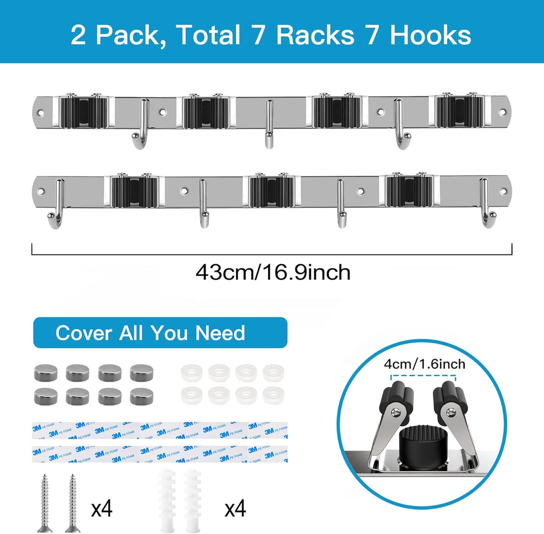 WECUTE Besenhalterung Wand 2 Stรผck Gerรคtehalter Hakenleiste Besenhalter Gartengerรคtehalter Gartenger