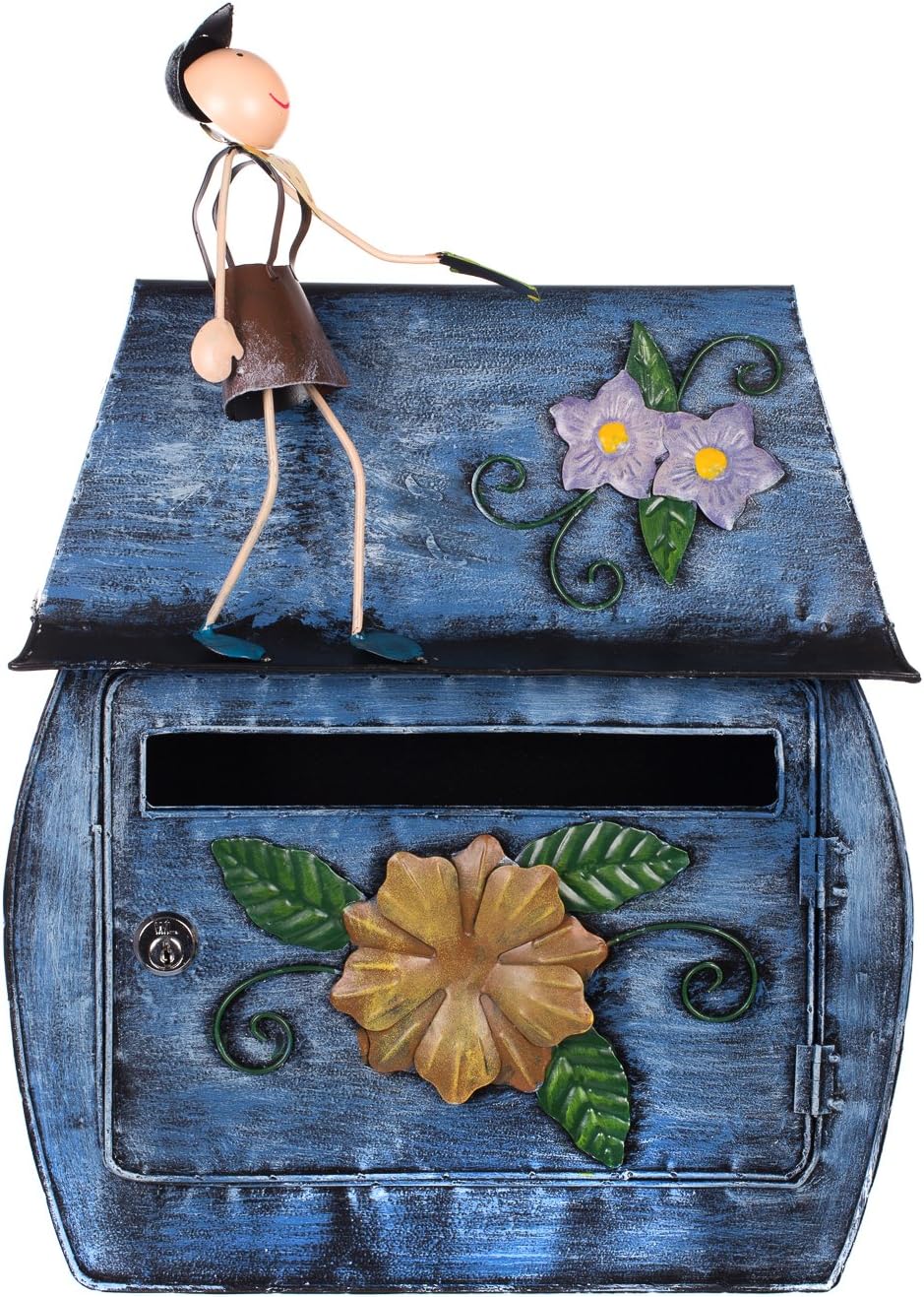 Antiker grosser und sehr edler Briefkasten , Häuschendesign, NA10B336-1 Handbemalt. sehr schön gearb