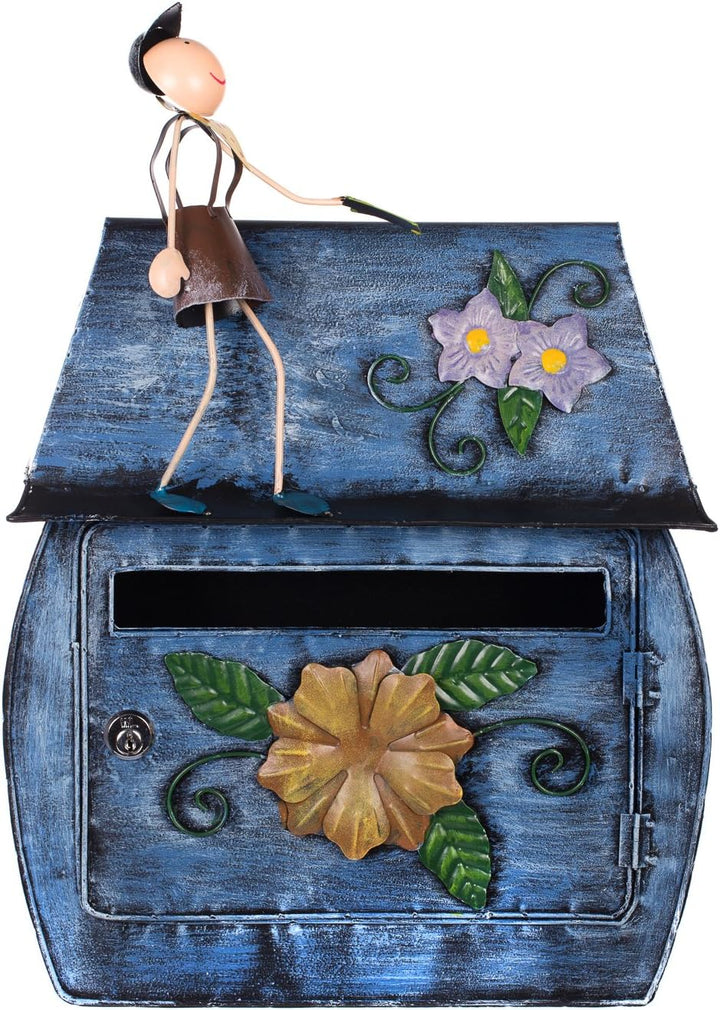 Antiker grosser und sehr edler Briefkasten , Häuschendesign, NA10B336-1 Handbemalt. sehr schön gearb