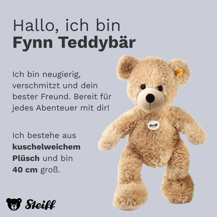 Steiff 111679 Teddybär Fynn - 40 cm - Kuscheltier für Kinder - beweglich & waschbar Beige, Beige