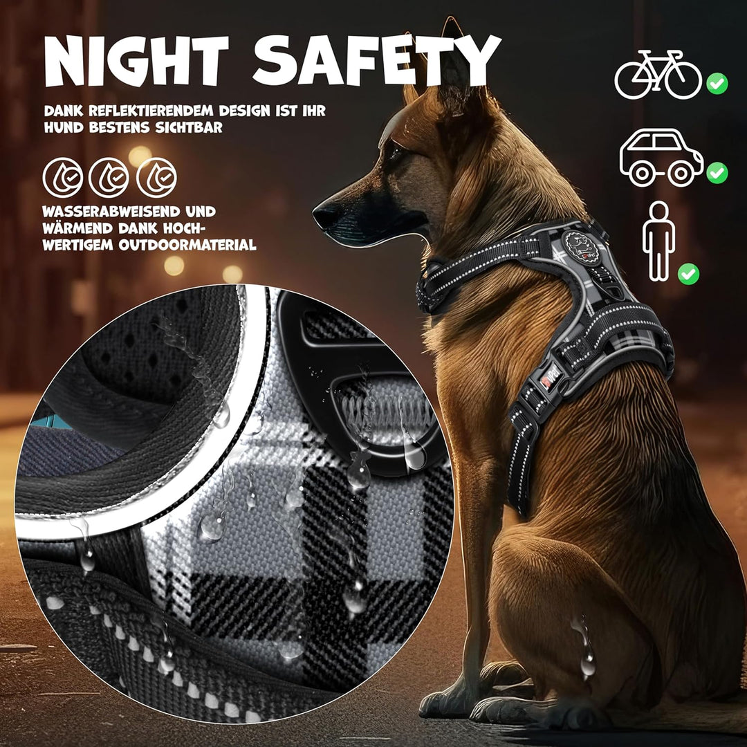 Lovpetยฎ Hundegeschirr ohne Zug & wรผrgen fรผr grosse Hunde atmungsaktiv & weich Brustgeschirr reflekti