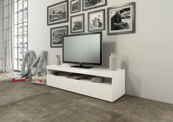 Dmora Wohnzimmer-TV-Ständer, Made in Italy, 1-Tür-TV-Ständer, Wohnzimmer-TV-Ständer, 130x45h36 cm, g