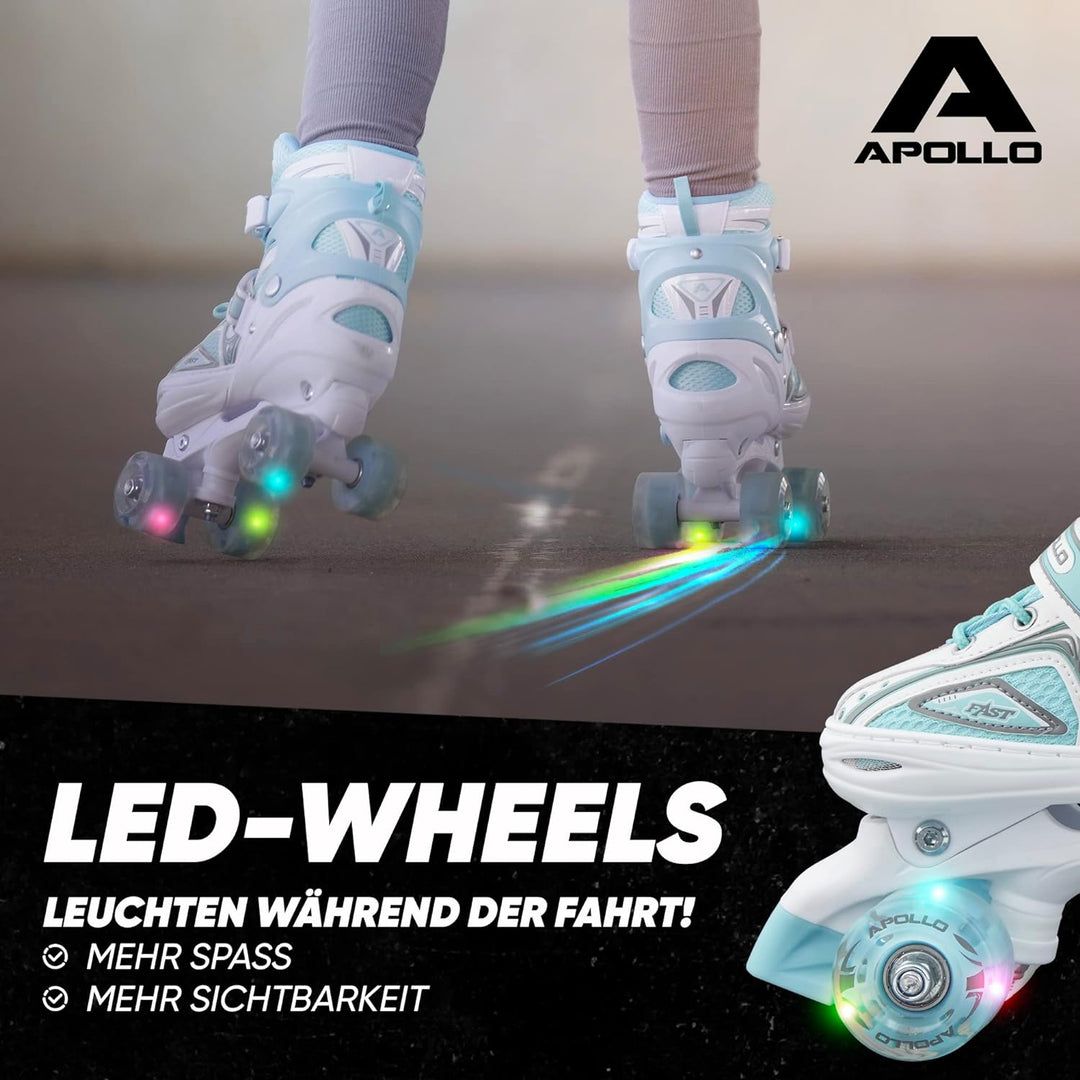 Apollo Super Quad X Pro | verstellbare Rollschuhe für Kinder | komfortable, grössenverstellbare LED