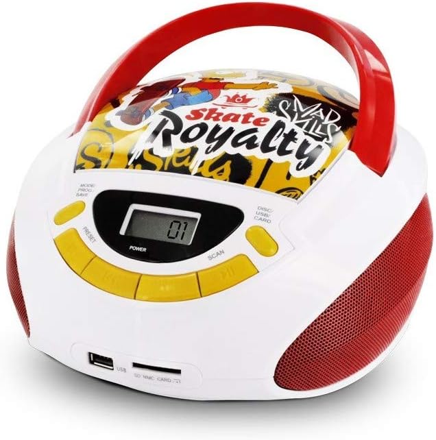 Metronic 477454 CD-Player für Kinder, Simpsons, mit USB-/AUX-IN-Port Rot/Weiss Simpson jaune, Simpso