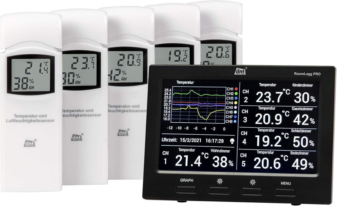 dnt Raumklimastation RoomLogg PRO + Zusatz-Thermo-/Hygrosensor Raumklimastation & Zusatzsensor, Raum