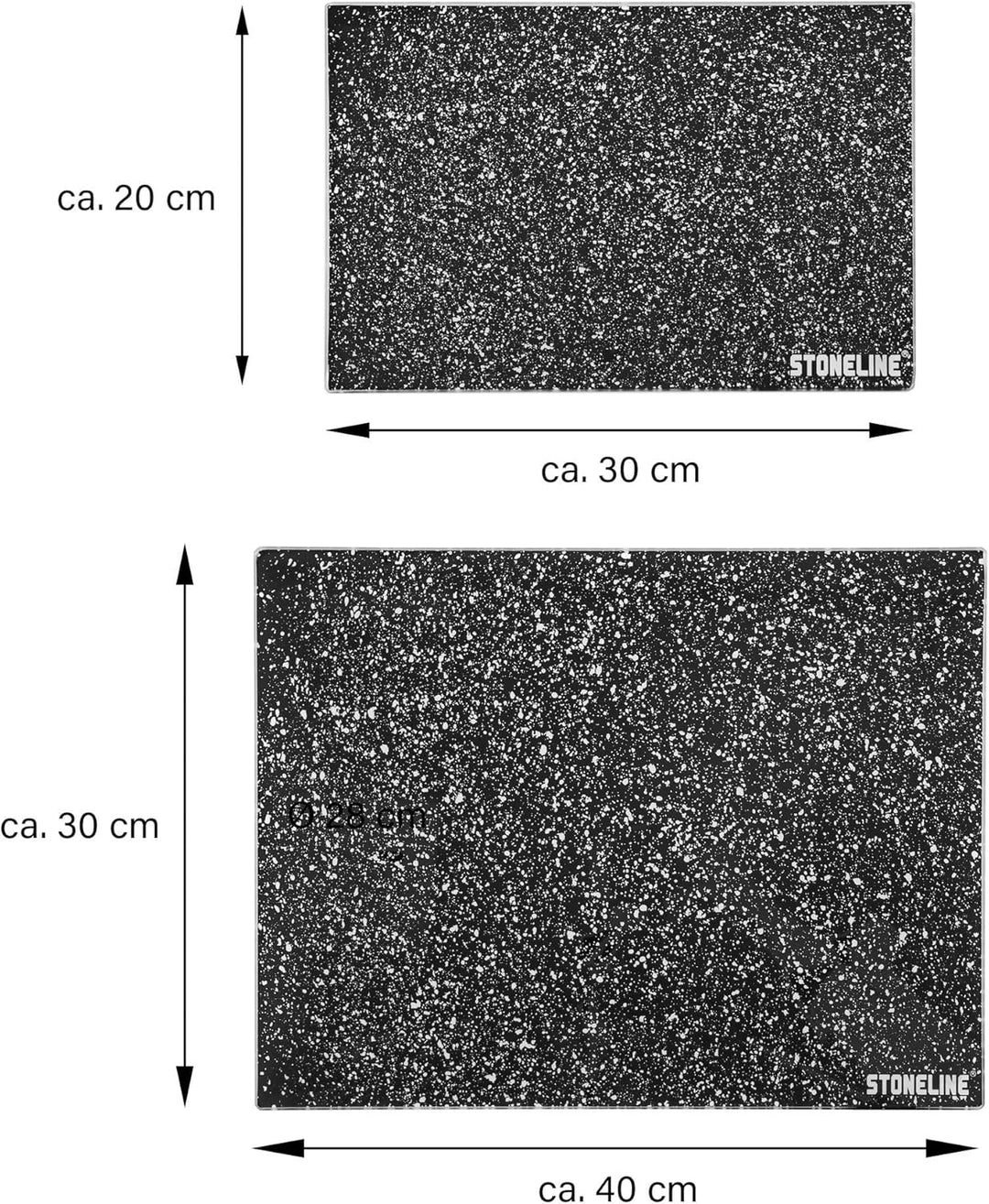 Stoneline Glas Schneidebrett, Schneidbretter Set 2-teilig, Stoneline Optik, hitzebeständig, Schneidb