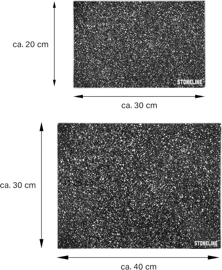 Stoneline Glas Schneidebrett, Schneidbretter Set 2-teilig, Stoneline Optik, hitzebeständig, Schneidb